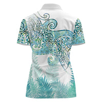Aotearoa Maori Koru Curves Women Polo Shirt Mossy Paua Shell LT7 - Polynesian Pride