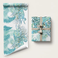 Aotearoa Maori Koru Curves Wrapping Paper Mossy Paua Shell LT7 58" × 23" Green - Polynesian Pride