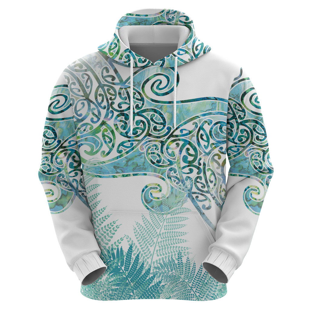 Aotearoa Maori Koru Curves Zip Hoodie Mossy Paua Shell LT7 - Polynesian Pride