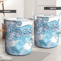 Aotearoa Maori Koru Curves Laundry Basket Aqua Paua Shell LT7 - Polynesian Pride