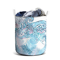 Aotearoa Maori Koru Curves Laundry Basket Aqua Paua Shell LT7 - Polynesian Pride