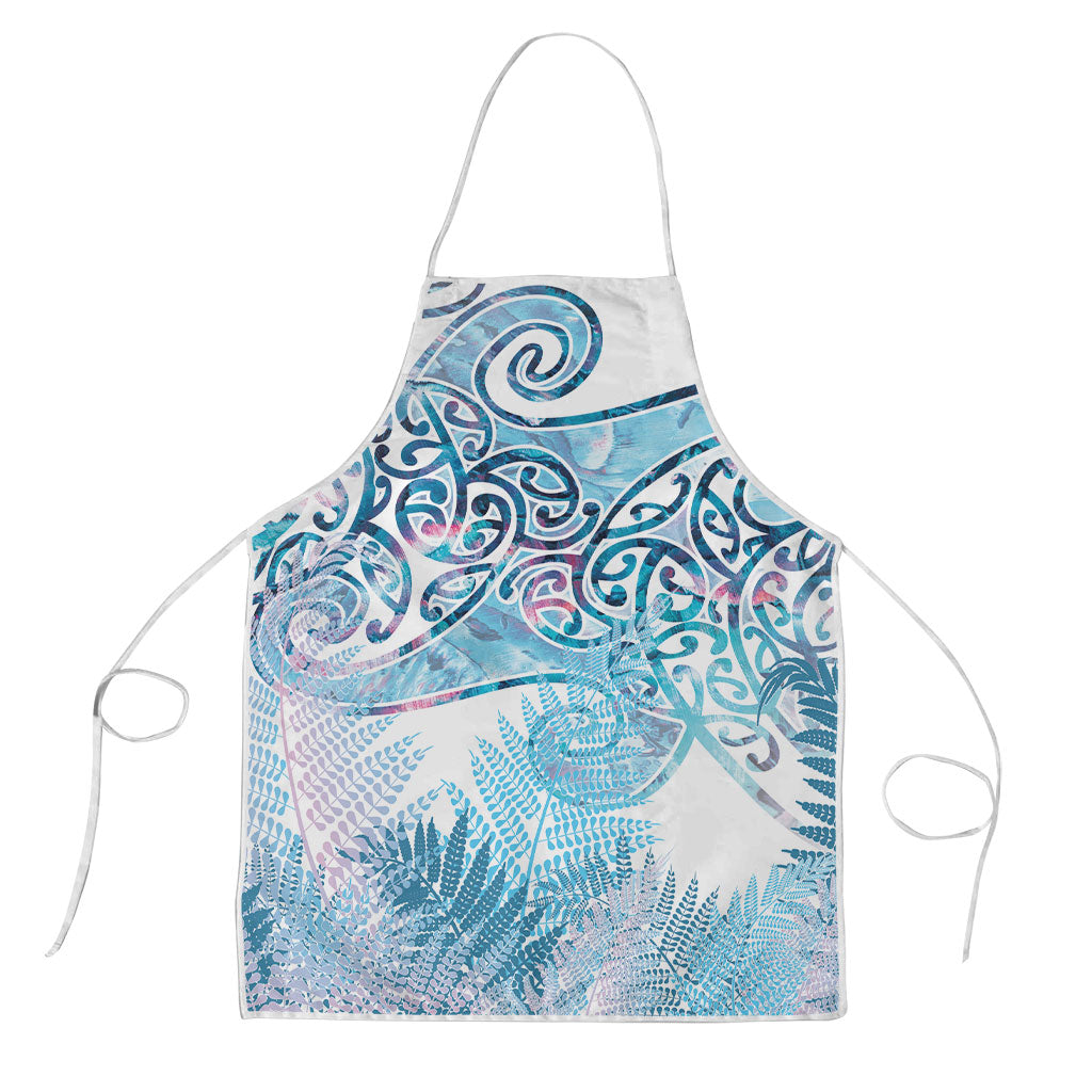 Aotearoa Maori Koru Curves Apron Aqua Paua Shell LT7 Blue - Polynesian Pride