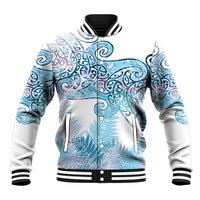 Aotearoa Maori Koru Curves Baseball Jacket Aqua Paua Shell LT7 Unisex Blue - Polynesian Pride