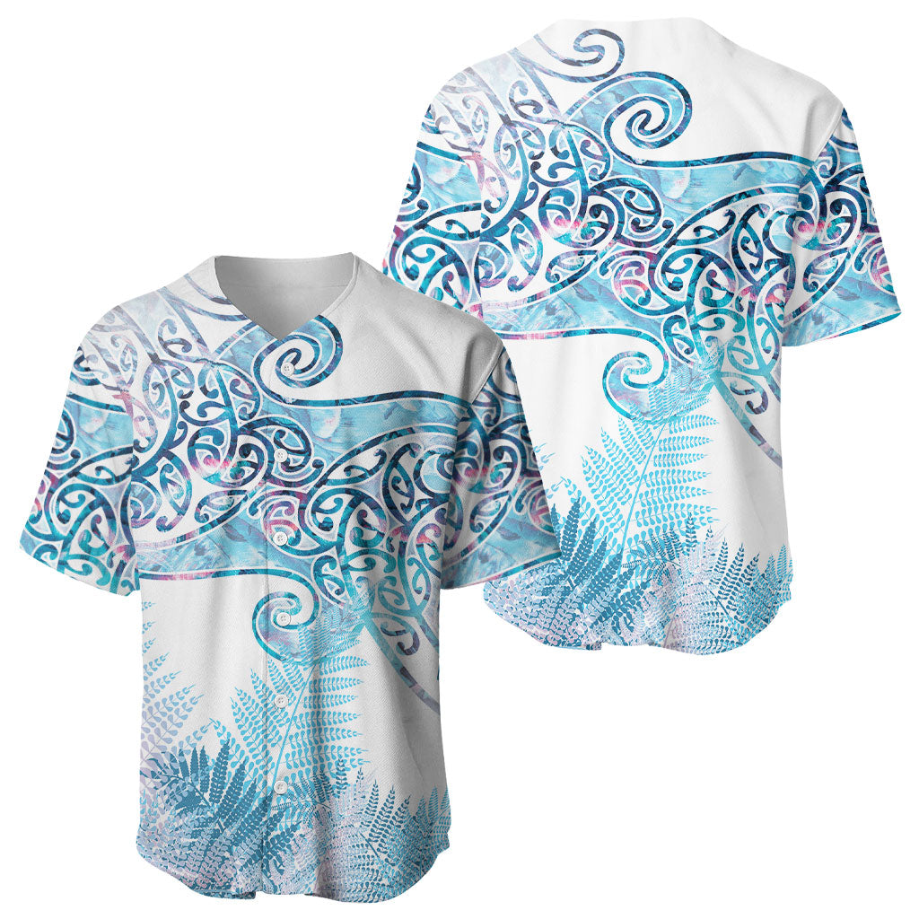 Aotearoa Maori Koru Curves Baseball Jersey Aqua Paua Shell LT7 - Polynesian Pride