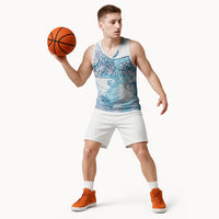 Aotearoa Maori Koru Curves Basketball Jersey Aqua Paua Shell