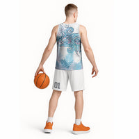 Aotearoa Maori Koru Curves Basketball Jersey Aqua Paua Shell