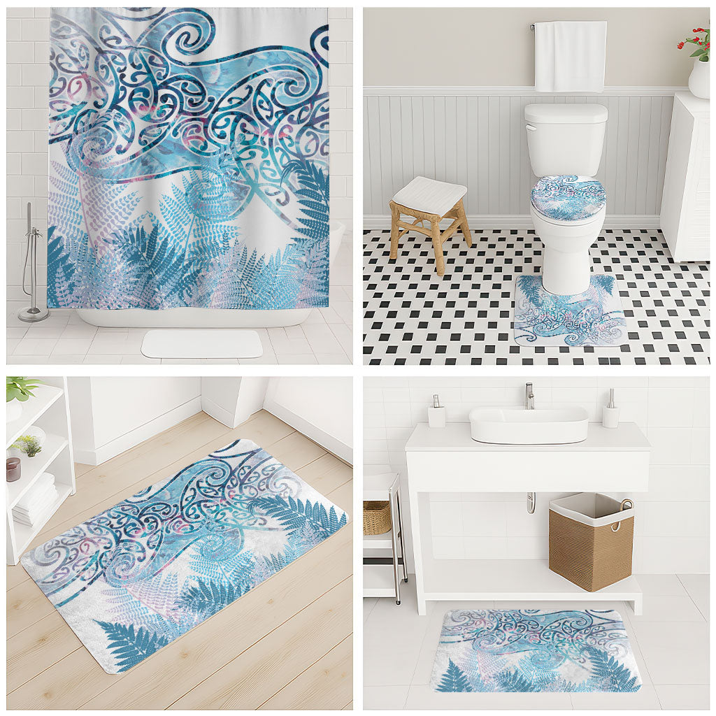 Aotearoa Maori Koru Curves Bathroom Set Aqua Paua Shell LT7 - Polynesian Pride