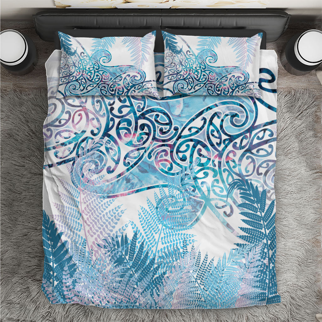 Aotearoa Maori Koru Curves Bedding Set Aqua Paua Shell LT7 Blue - Polynesian Pride