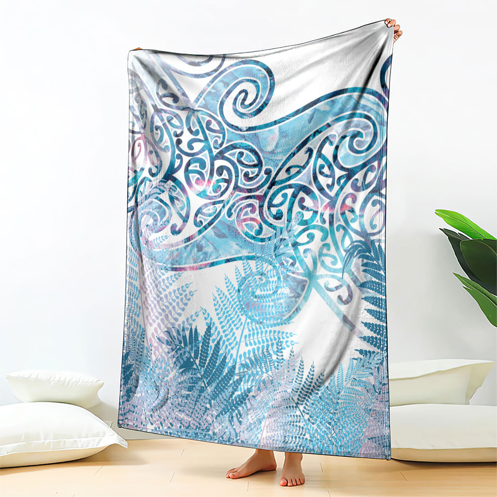 Aotearoa Maori Koru Curves Blanket Aqua Paua Shell
