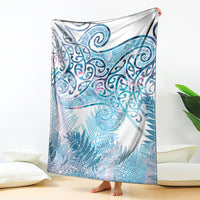 Aotearoa Maori Koru Curves Blanket Aqua Paua Shell