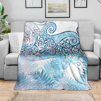 Aotearoa Maori Koru Curves Blanket Aqua Paua Shell