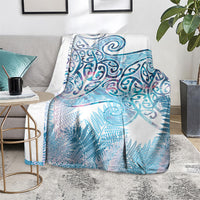 Aotearoa Maori Koru Curves Blanket Aqua Paua Shell