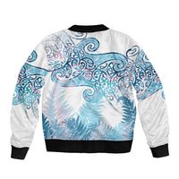 Aotearoa Maori Koru Curves Bomber Jacket Aqua Paua Shell LT7 - Polynesian Pride