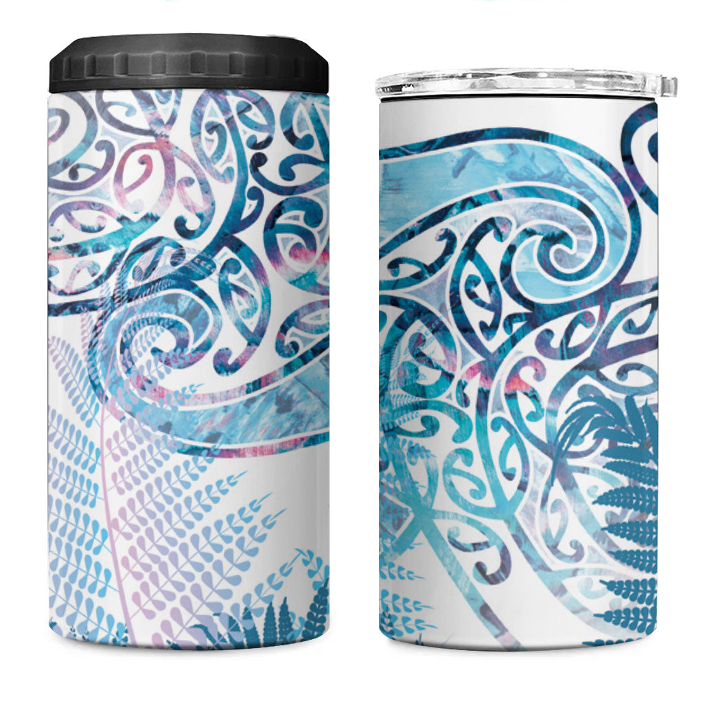 Aotearoa Maori Koru Curves 4 in 1 Can Cooler Tumbler Aqua Paua Shell LT7 One Size: 16 oz Blue - Polynesian Pride