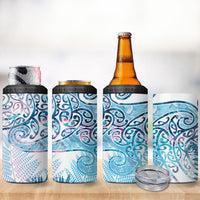 Aotearoa Maori Koru Curves 4 in 1 Can Cooler Tumbler Aqua Paua Shell LT7 - Polynesian Pride