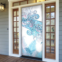 Aotearoa Maori Koru Curves Door Cover Aqua Paua Shell LT7 - Polynesian Pride