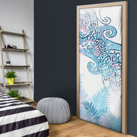Aotearoa Maori Koru Curves Door Cover Aqua Paua Shell LT7 - Polynesian Pride