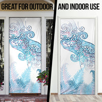Aotearoa Maori Koru Curves Door Cover Aqua Paua Shell LT7 - Polynesian Pride