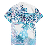 Aotearoa Maori Koru Curves Family Matching Off Shoulder Short Dress and Hawaiian Shirt Aqua Paua Shell