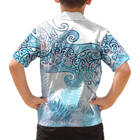 Aotearoa Maori Koru Curves Family Matching Short Sleeve Bodycon Dress and Hawaiian Shirt Aqua Paua Shell