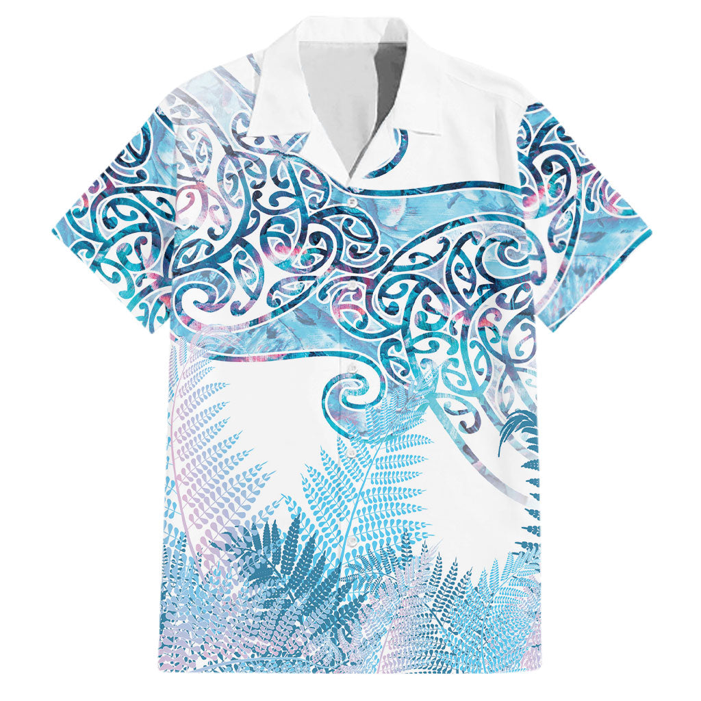 Aotearoa Maori Koru Curves Family Matching Short Sleeve Bodycon Dress and Hawaiian Shirt Aqua Paua Shell