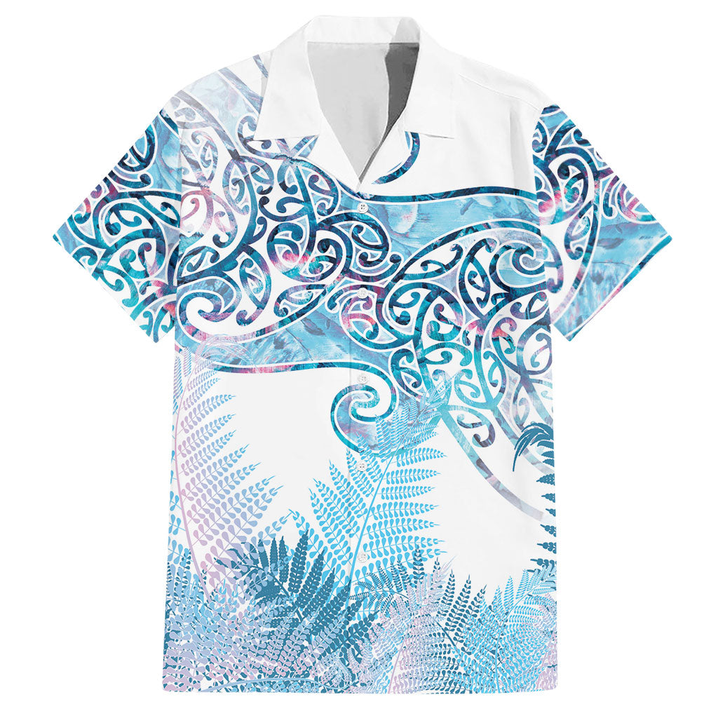 Aotearoa Maori Koru Curves Hawaiian Shirt Aqua Paua Shell LT7 Blue - Polynesian Pride