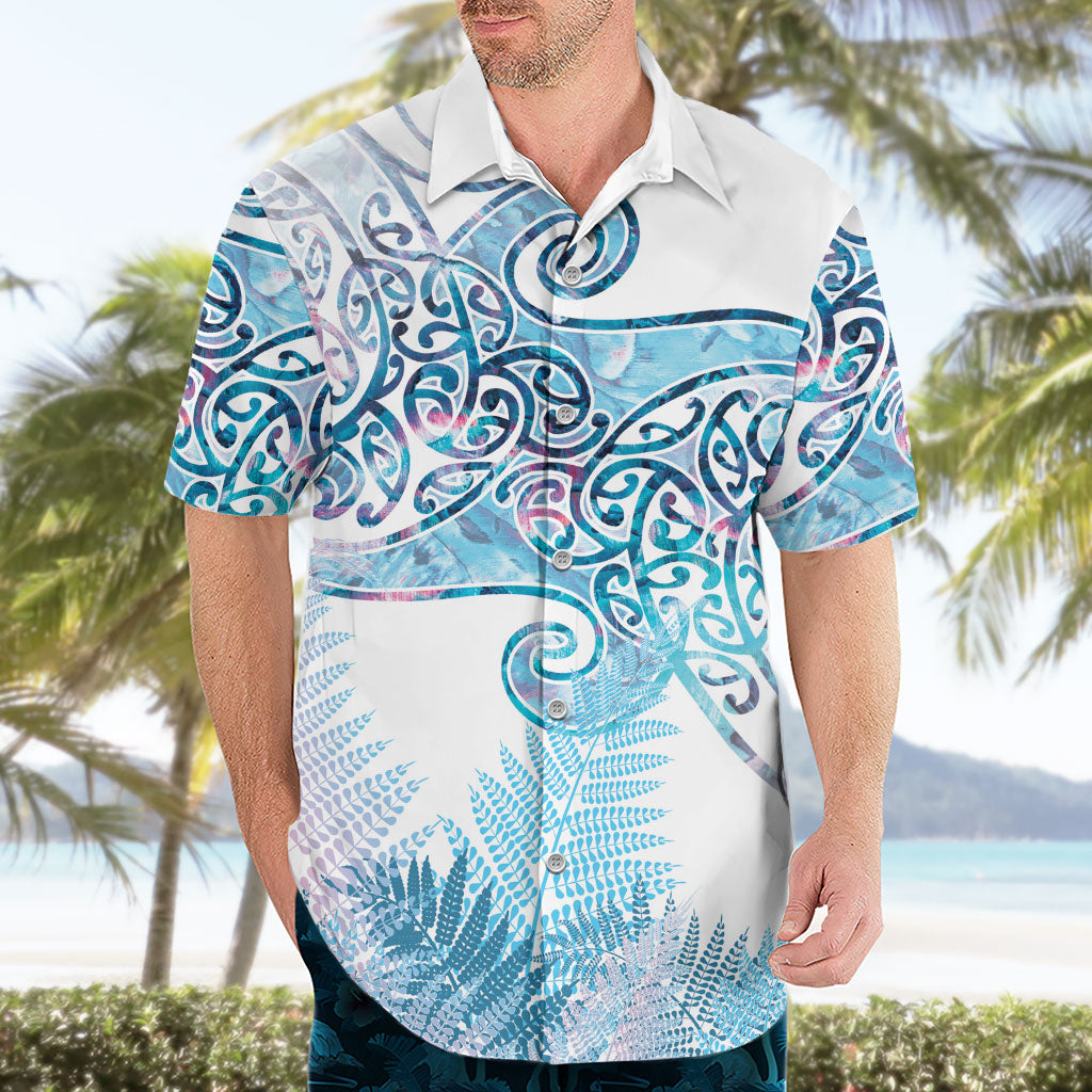 Aotearoa Maori Koru Curves Hawaiian Shirt Aqua Paua Shell LT7 - Polynesian Pride