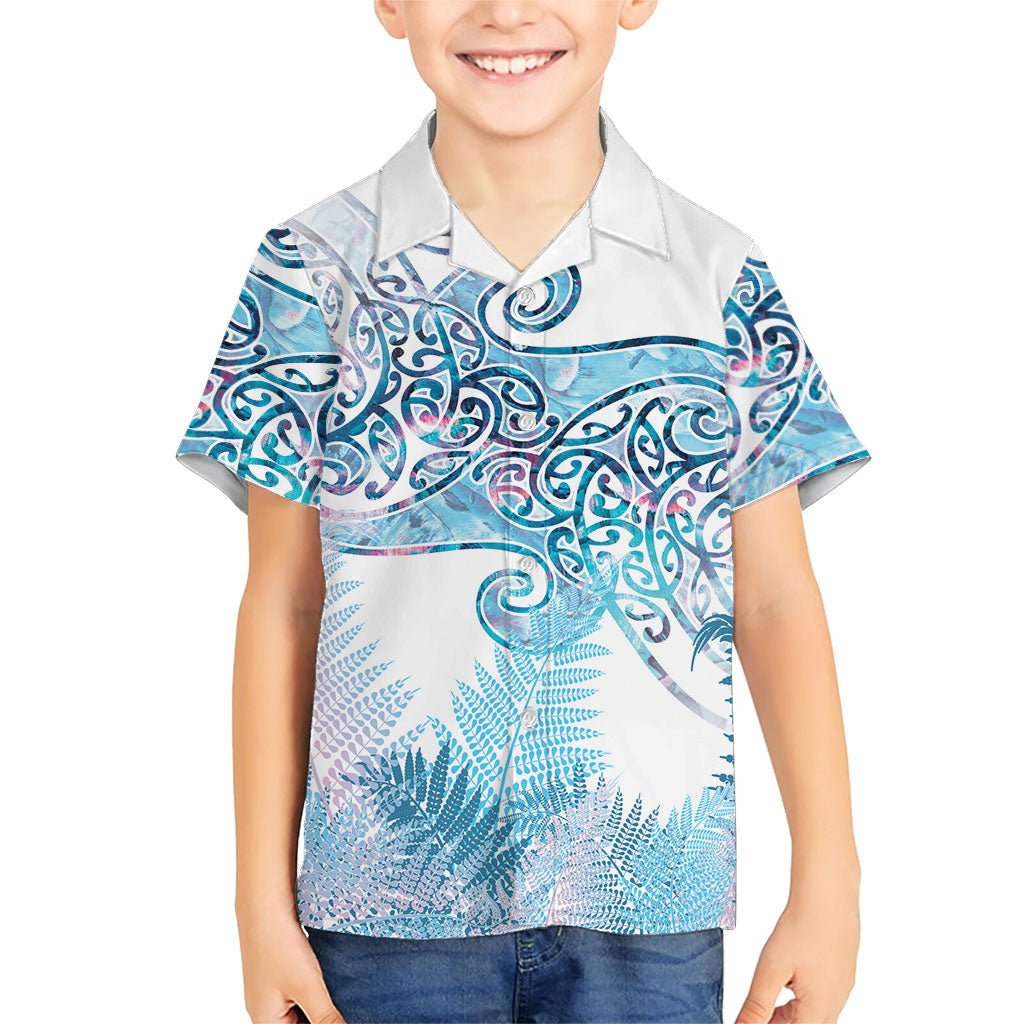 Aotearoa Maori Koru Curves Hawaiian Shirt Aqua Paua Shell LT7 - Polynesian Pride