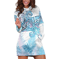 Aotearoa Maori Koru Curves Hoodie Dress Aqua Paua Shell LT7 Blue - Polynesian Pride