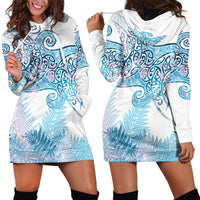 Aotearoa Maori Koru Curves Hoodie Dress Aqua Paua Shell LT7 - Polynesian Pride