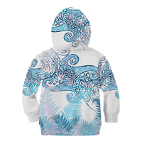 Aotearoa Maori Koru Curves Kid Hoodie Aqua Paua Shell LT7 - Polynesian Pride