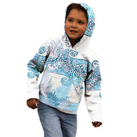 Aotearoa Maori Koru Curves Kid Hoodie Aqua Paua Shell LT7 - Polynesian Pride