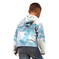 Aotearoa Maori Koru Curves Kid Hoodie Aqua Paua Shell LT7 - Polynesian Pride