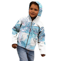 Aotearoa Maori Koru Curves Kid Hoodie Aqua Paua Shell LT7 - Polynesian Pride
