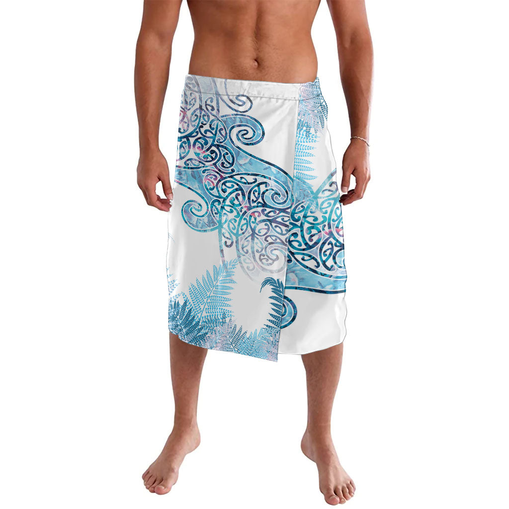Aotearoa Maori Koru Curves Lavalava Aqua Paua Shell LT7 Blue - Polynesian Pride