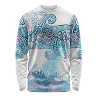 Aotearoa Maori Koru Curves Long Sleeve Shirt Aqua Paua Shell LT7 Unisex Blue - Polynesian Pride