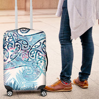 Aotearoa Maori Koru Curves Luggage Cover Aqua Paua Shell LT7 Blue - Polynesian Pride
