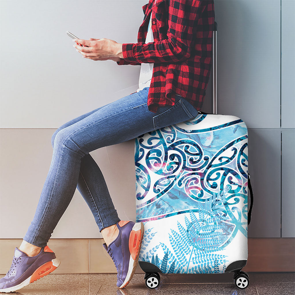 Aotearoa Maori Koru Curves Luggage Cover Aqua Paua Shell LT7 - Polynesian Pride
