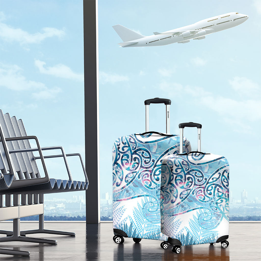 Aotearoa Maori Koru Curves Luggage Cover Aqua Paua Shell LT7 - Polynesian Pride