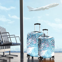 Aotearoa Maori Koru Curves Luggage Cover Aqua Paua Shell LT7 - Polynesian Pride