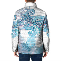 Aotearoa Maori Koru Curves Padded Jacket Aqua Paua Shell LT7 - Polynesian Pride