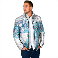 Aotearoa Maori Koru Curves Padded Jacket Aqua Paua Shell LT7 - Polynesian Pride