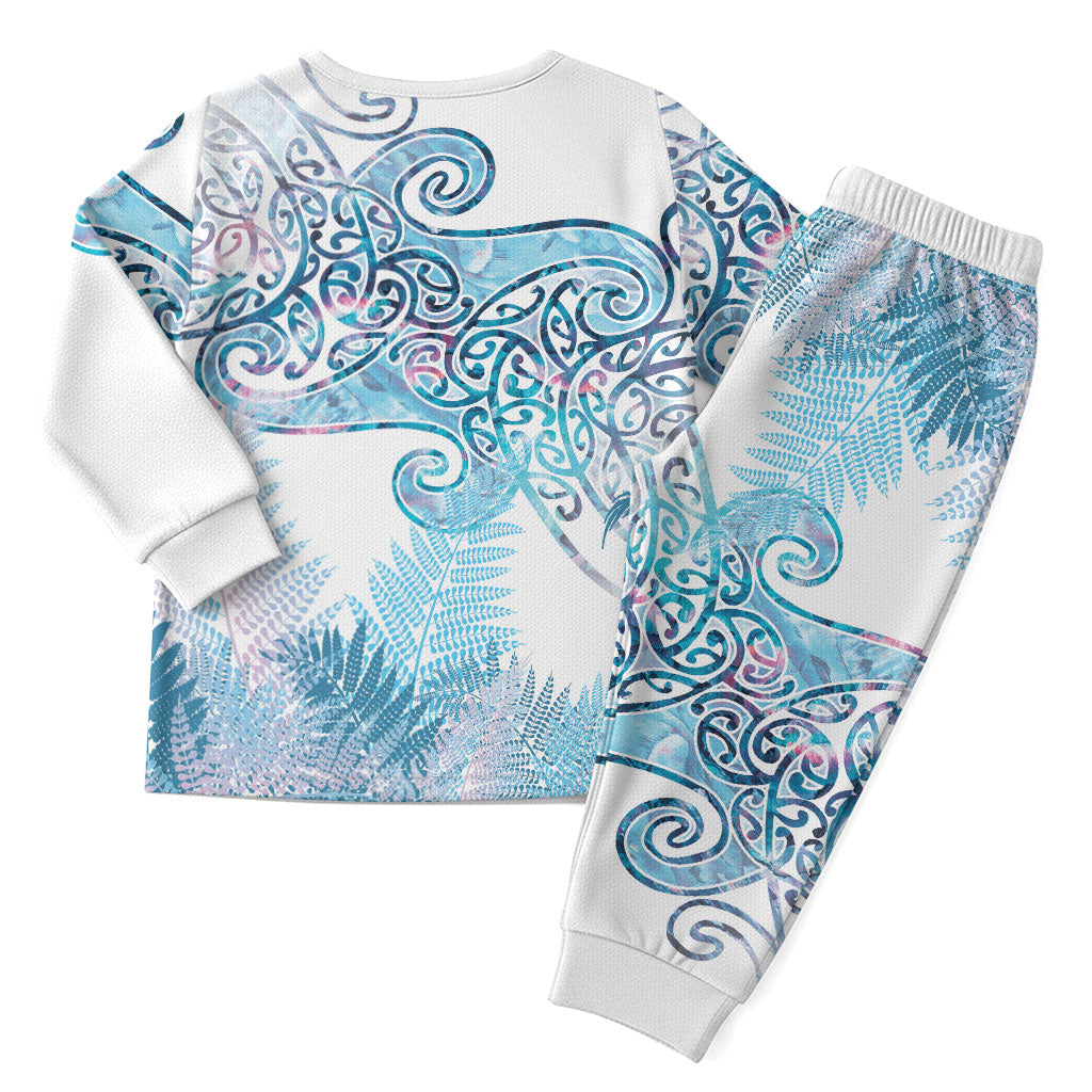 Aotearoa Maori Koru Curves Christmas Pajama Set Aqua Paua Shell LT7 - Polynesian Pride