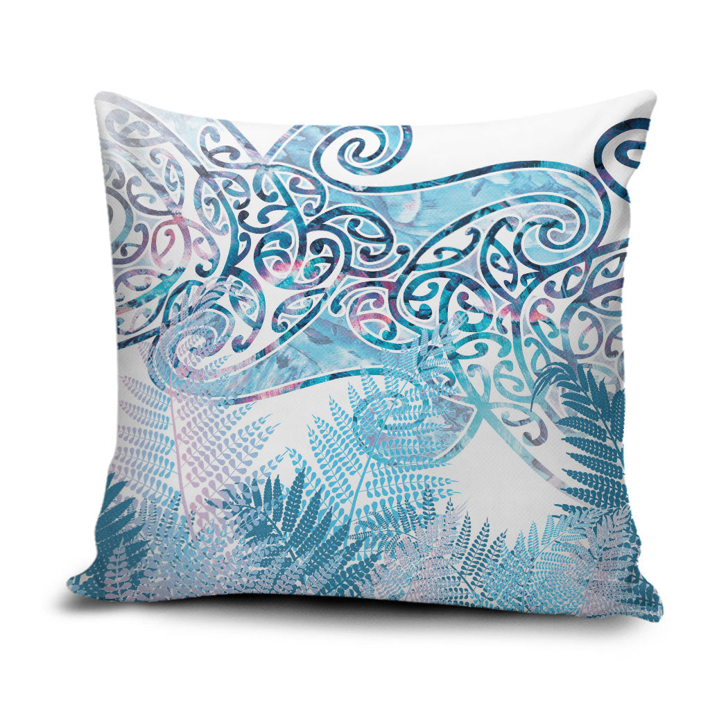 Aotearoa Maori Koru Curves Pillow Cover Aqua Paua Shell LT7 Blue - Polynesian Pride