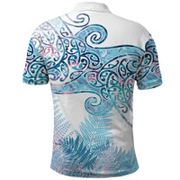 Aotearoa Maori Koru Curves Polo Shirt Aqua Paua Shell LT7 - Polynesian Pride
