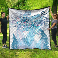 Aotearoa Maori Koru Curves Quilt Aqua Paua Shell LT7 - Polynesian Pride