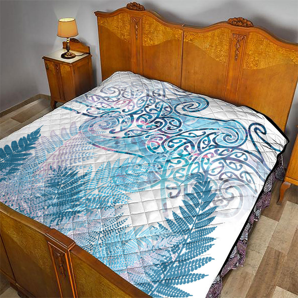 Aotearoa Maori Koru Curves Quilt Aqua Paua Shell LT7 - Polynesian Pride