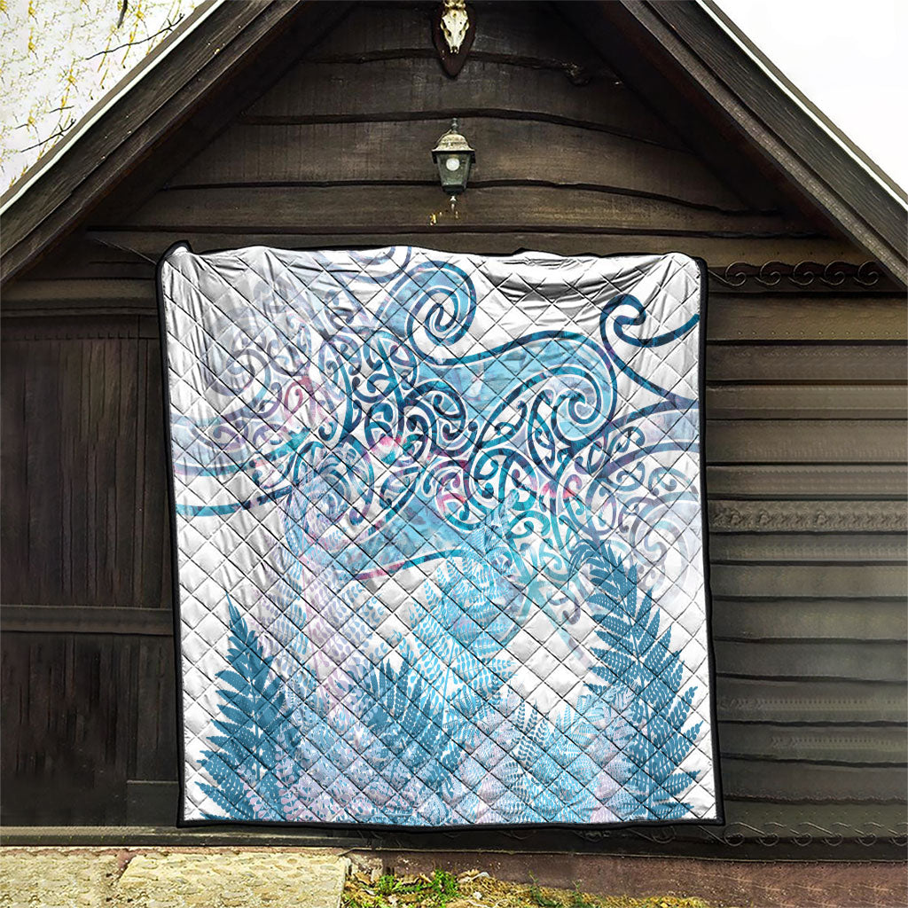 Aotearoa Maori Koru Curves Quilt Aqua Paua Shell LT7 - Polynesian Pride