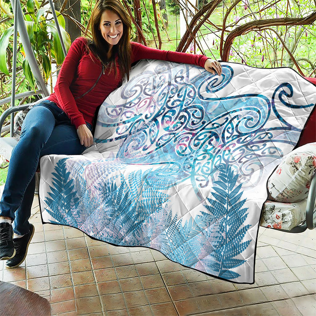 Aotearoa Maori Koru Curves Quilt Aqua Paua Shell LT7 - Polynesian Pride