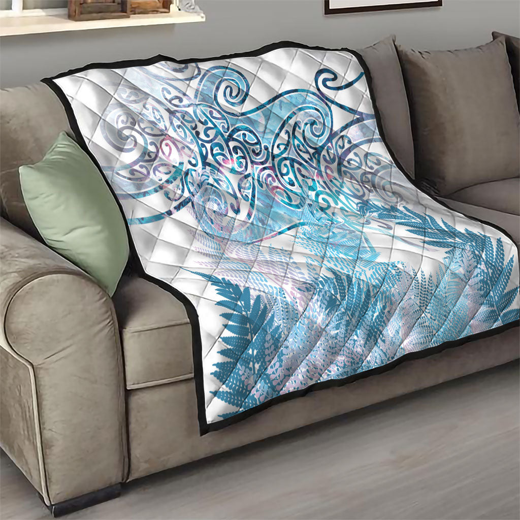 Aotearoa Maori Koru Curves Quilt Aqua Paua Shell LT7 - Polynesian Pride